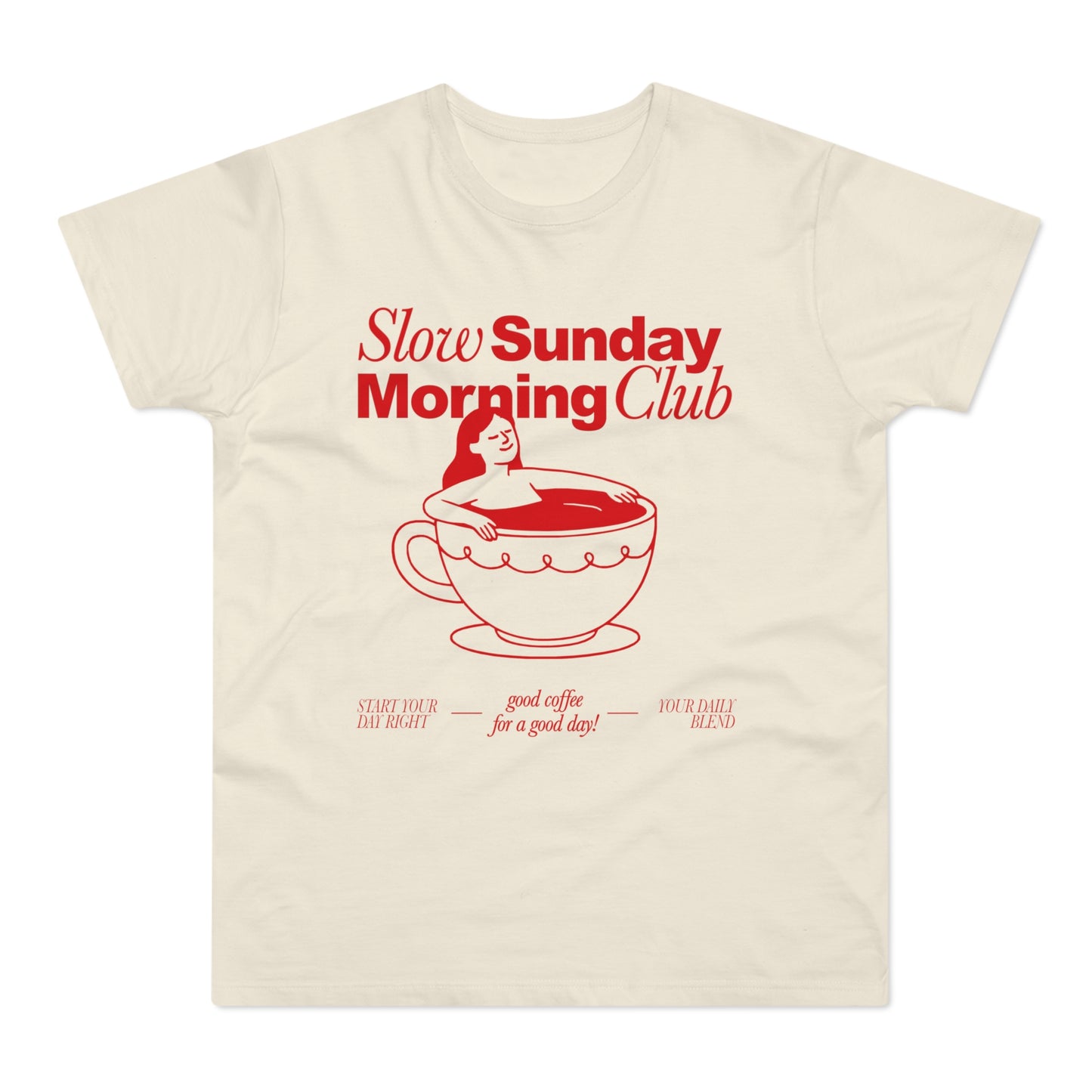 Kaffee T-Shirt • Slow Morning Club Shirt • Cozy Sunday Tshirt mit Retro Design • Geschenk für Kaffeeliebhaber & Morgenmuffel • Espresso Tee