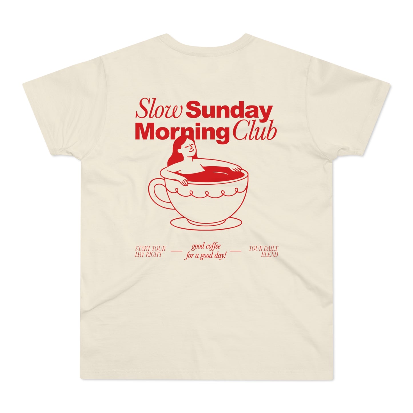 Slow Sunday Morning Club Shirt • Lustiges Kaffee T-Shirt • Cozy Weekend Tee für Relax & Brunch • Kaffeeliebhaber Geschenk Damen Herren