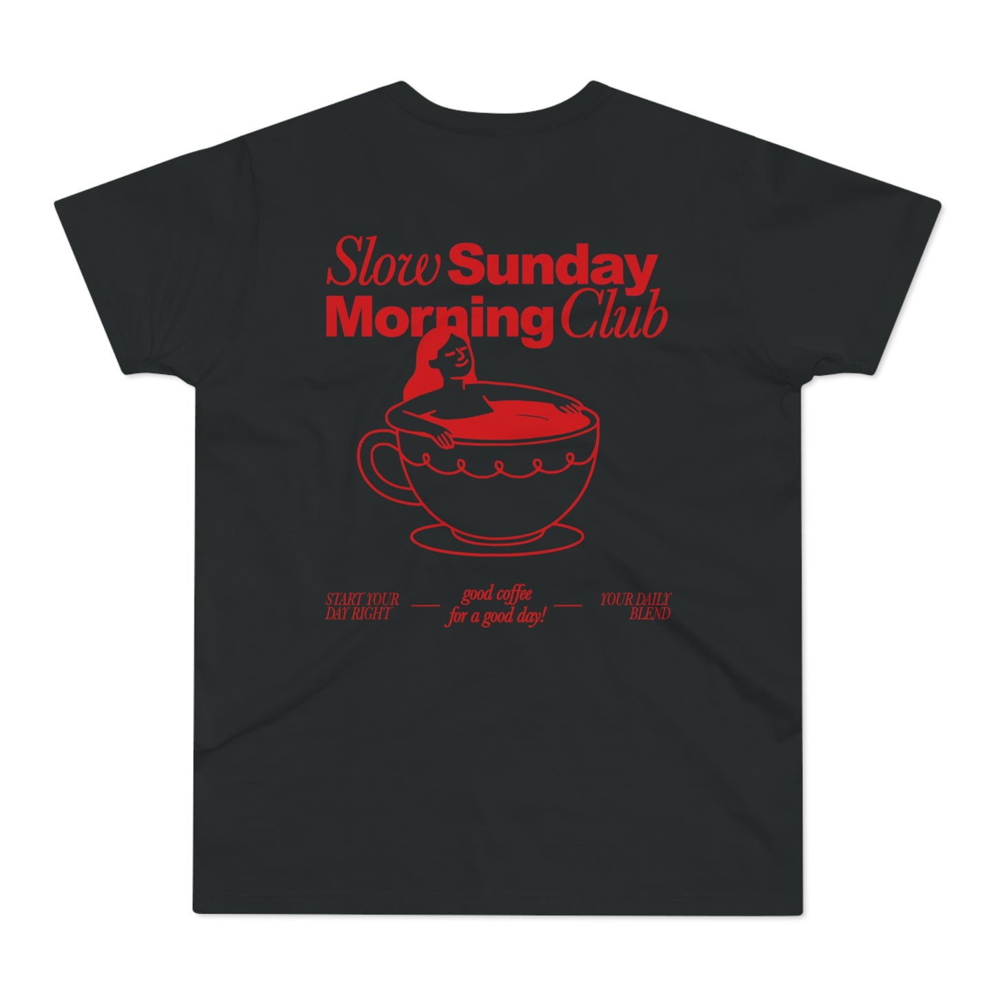 Slow Sunday Morning Club Shirt • Lustiges Kaffee T-Shirt • Cozy Weekend Tee für Relax & Brunch • Kaffeeliebhaber Geschenk Damen Herren