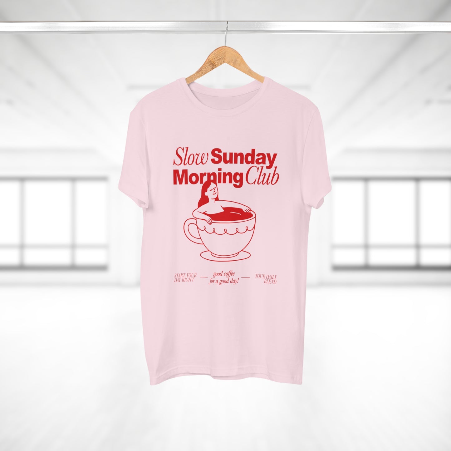 Kaffee T-Shirt • Slow Morning Club Shirt • Cozy Sunday Tshirt mit Retro Design • Geschenk für Kaffeeliebhaber & Morgenmuffel • Espresso Tee