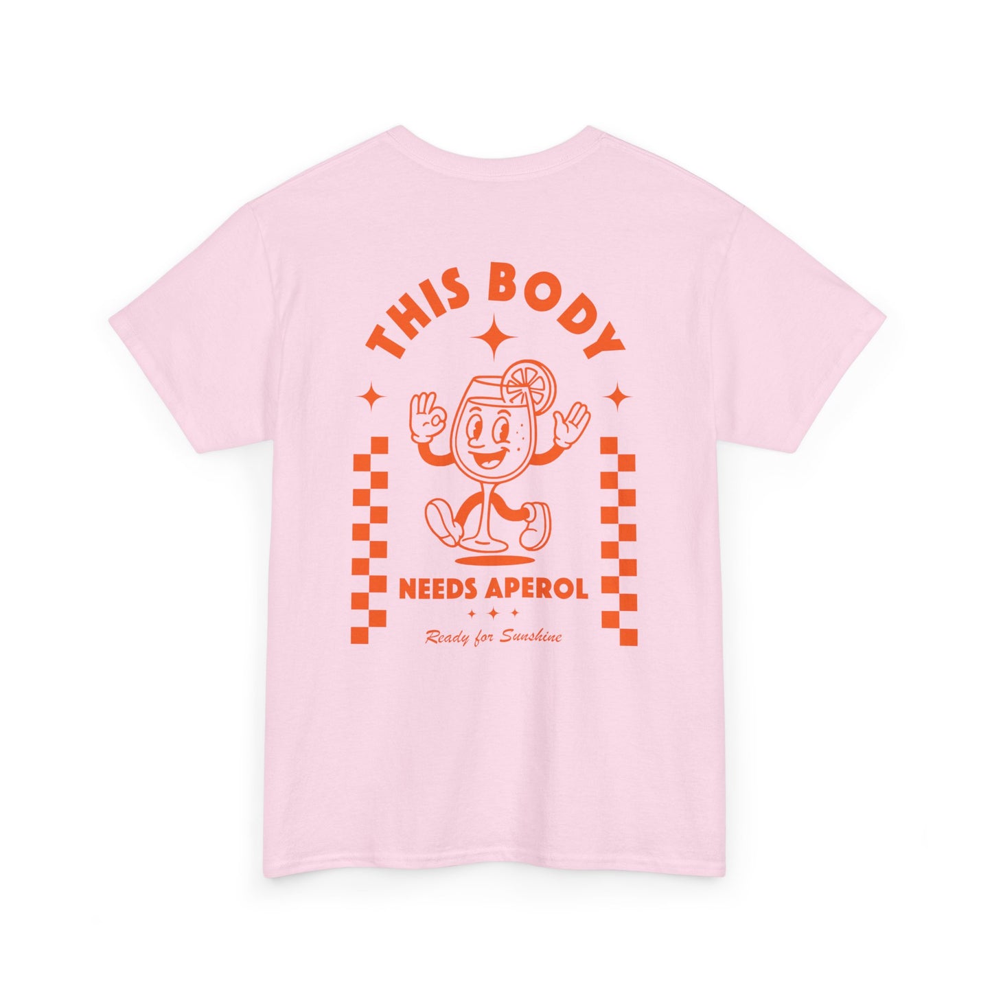 This Body Needs Aperol Shirt Backprint • Sommer T Shirt Spruch • Aperitivo Outfit für Urlaub Party und Strandtage • Geschenk für Aperol Fans