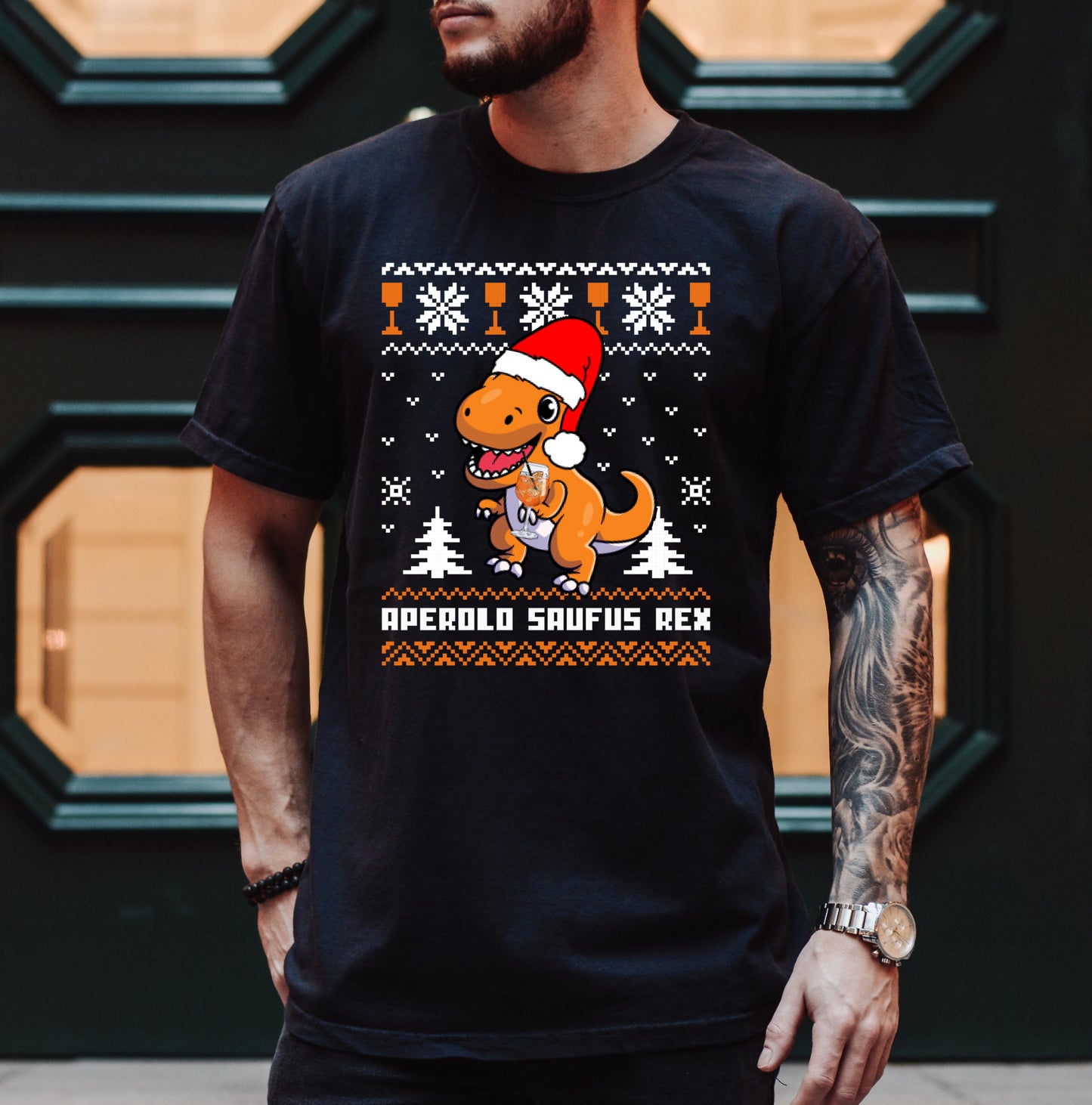 Aperolo Saufus Rex Shirt • Aperol Spritz Christmas Tshirt • Lustiges Weihnachts-Shirt Aperol • Ugly Christmas Geschenkidee Weihnachten Mann