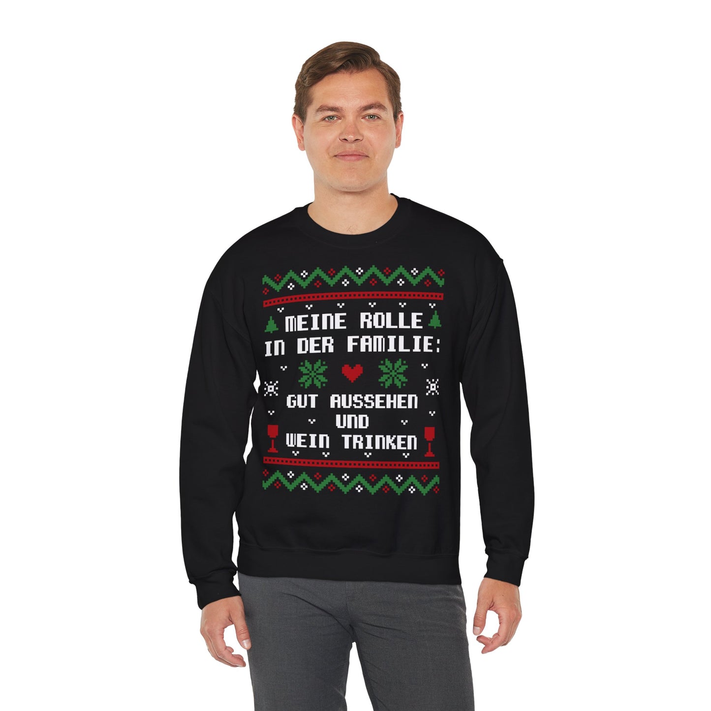 Meine Rolle in der Familie Pullover Wein • Lustiger Weihnachts Sweater • Weinliebhaber Weihnachtspullover Damen • Ugly Christmas Sweater