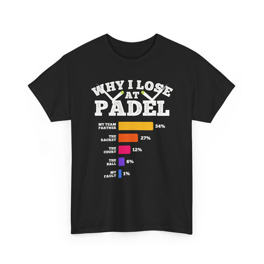 Funny Padel Shirt • Why I Lose at Padel Tshirt • Geschenk Padel Spieler Outfit für Training • Padle Tennis Matchday T-Shirt Padel Club Vibes