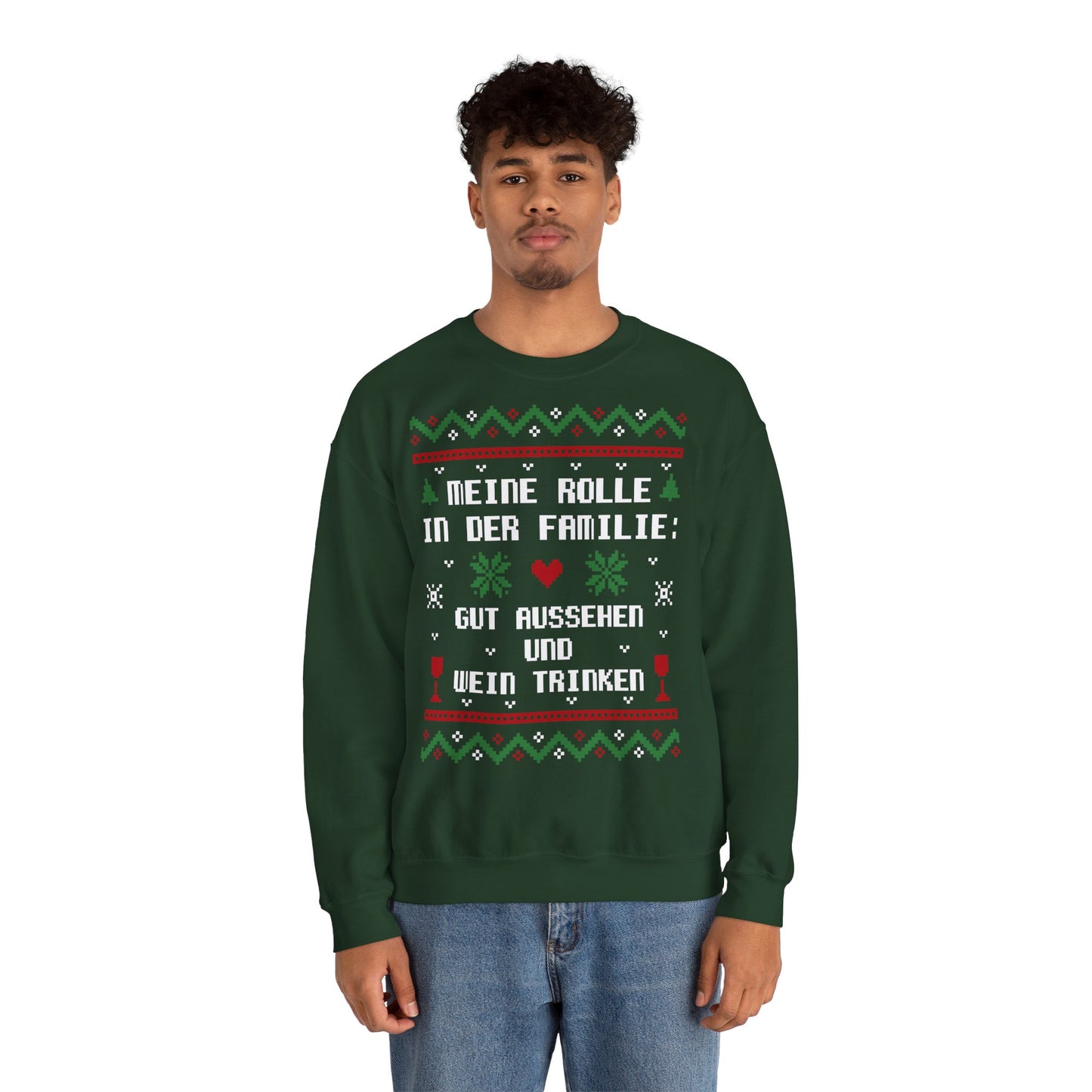 Meine Rolle in der Familie Pullover Wein • Lustiger Weihnachts Sweater • Weinliebhaber Weihnachtspullover Damen • Ugly Christmas Sweater