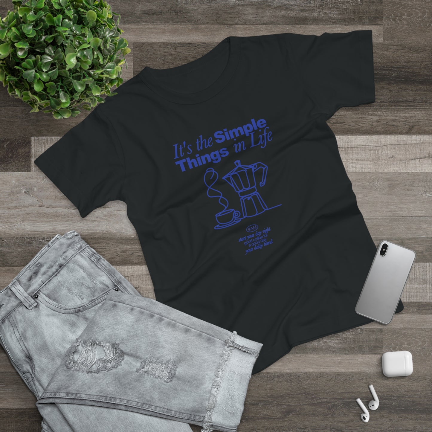 Simple Things in Life Coffee Shirt • Kaffee Shirt Damen • Kaffee Liebhaber T-Shirt mit Moka Pot • Cozy Coffee Morning Outfit Coffee Lover