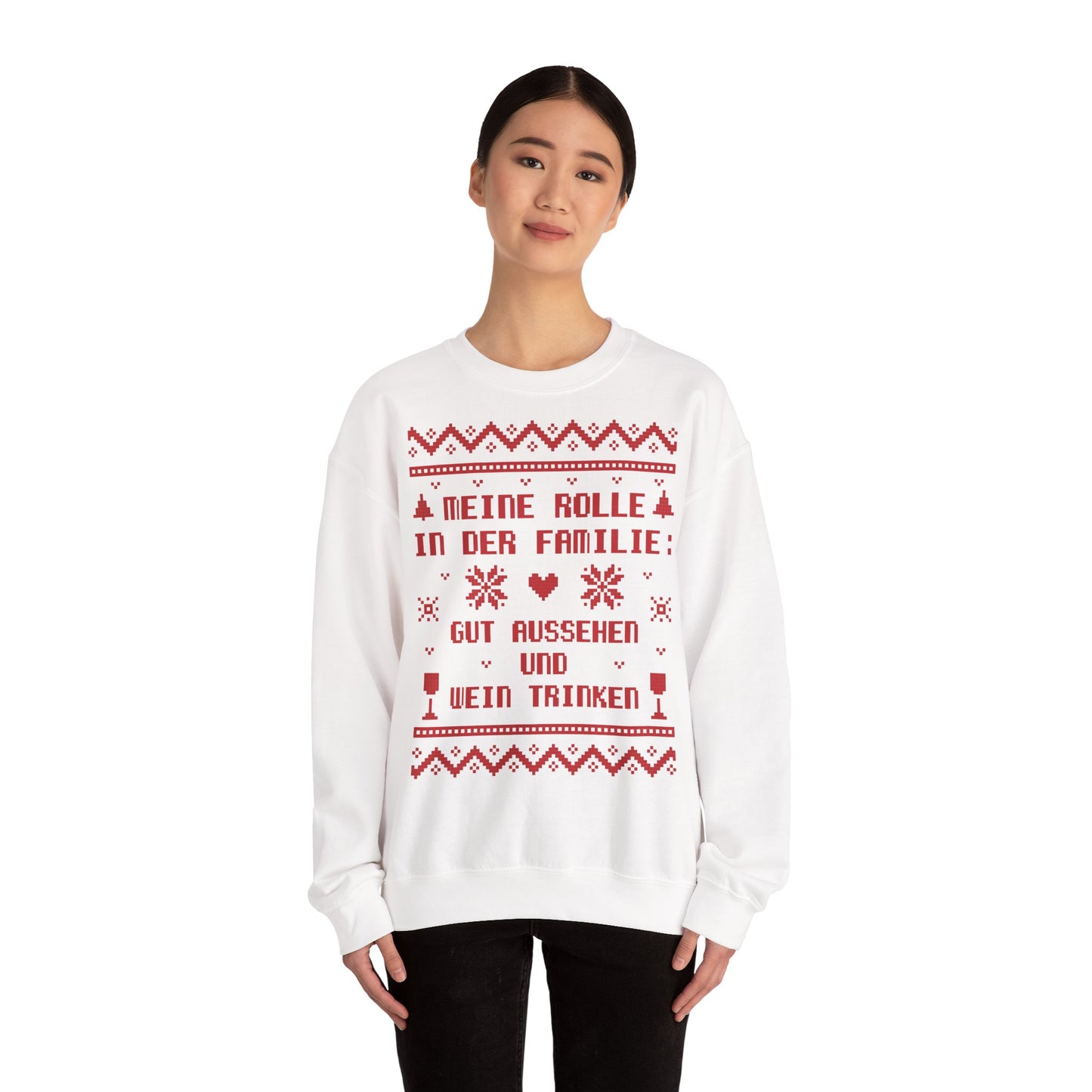 Meine Rolle in der Familie Pullover Wein • Lustiger Weihnachts Sweater • Weinliebhaber Weihnachtspullover Damen • Ugly Christmas Sweater