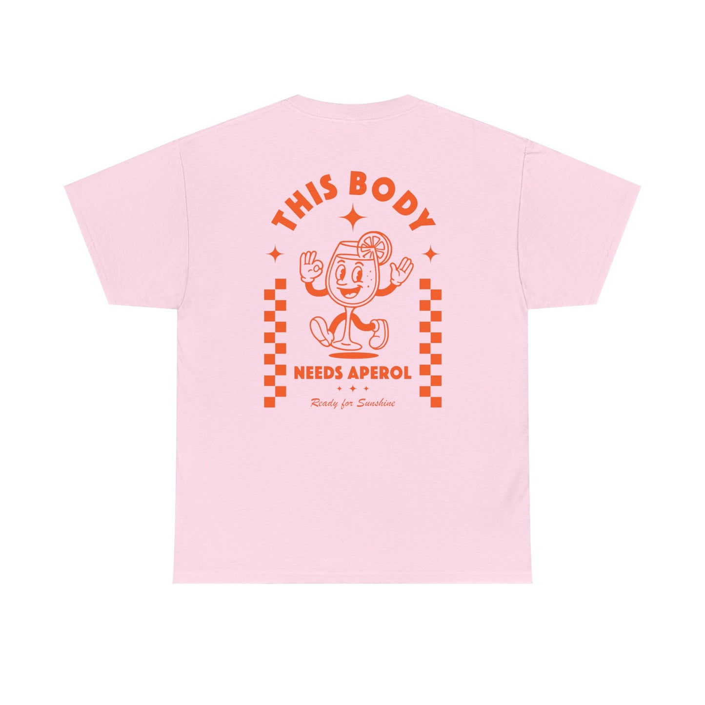 This Body Needs Aperol Shirt Backprint • Sommer T Shirt Spruch • Aperitivo Outfit für Urlaub Party und Strandtage • Geschenk für Aperol Fans
