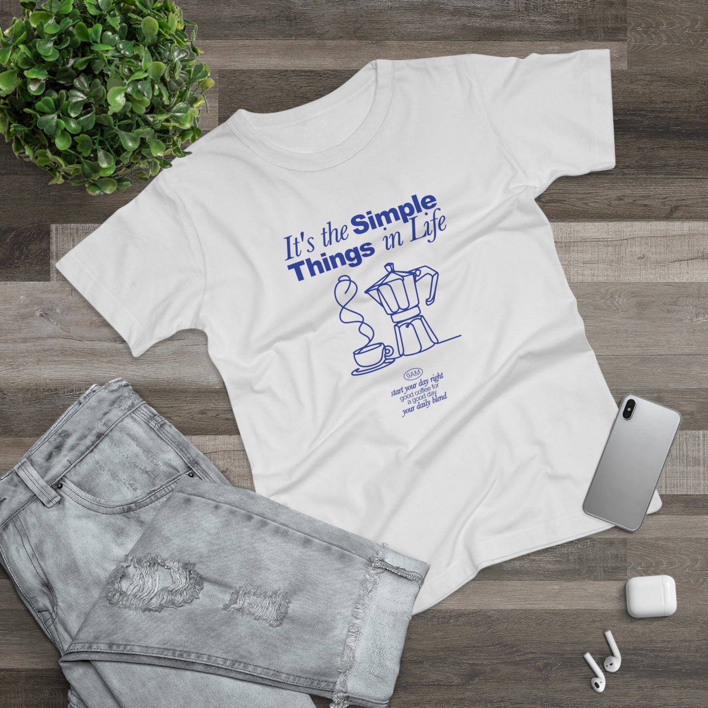 Simple Things in Life Coffee Shirt • Kaffee Shirt Damen • Kaffee Liebhaber T-Shirt mit Moka Pot • Cozy Coffee Morning Outfit Coffee Lover