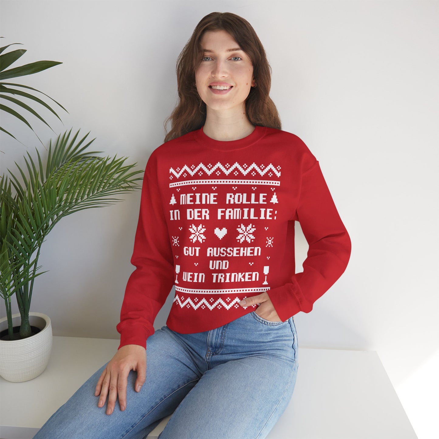 Meine Rolle in der Familie Pullover Wein • Lustiger Weihnachts Sweater • Weinliebhaber Weihnachtspullover Damen • Ugly Christmas Sweater