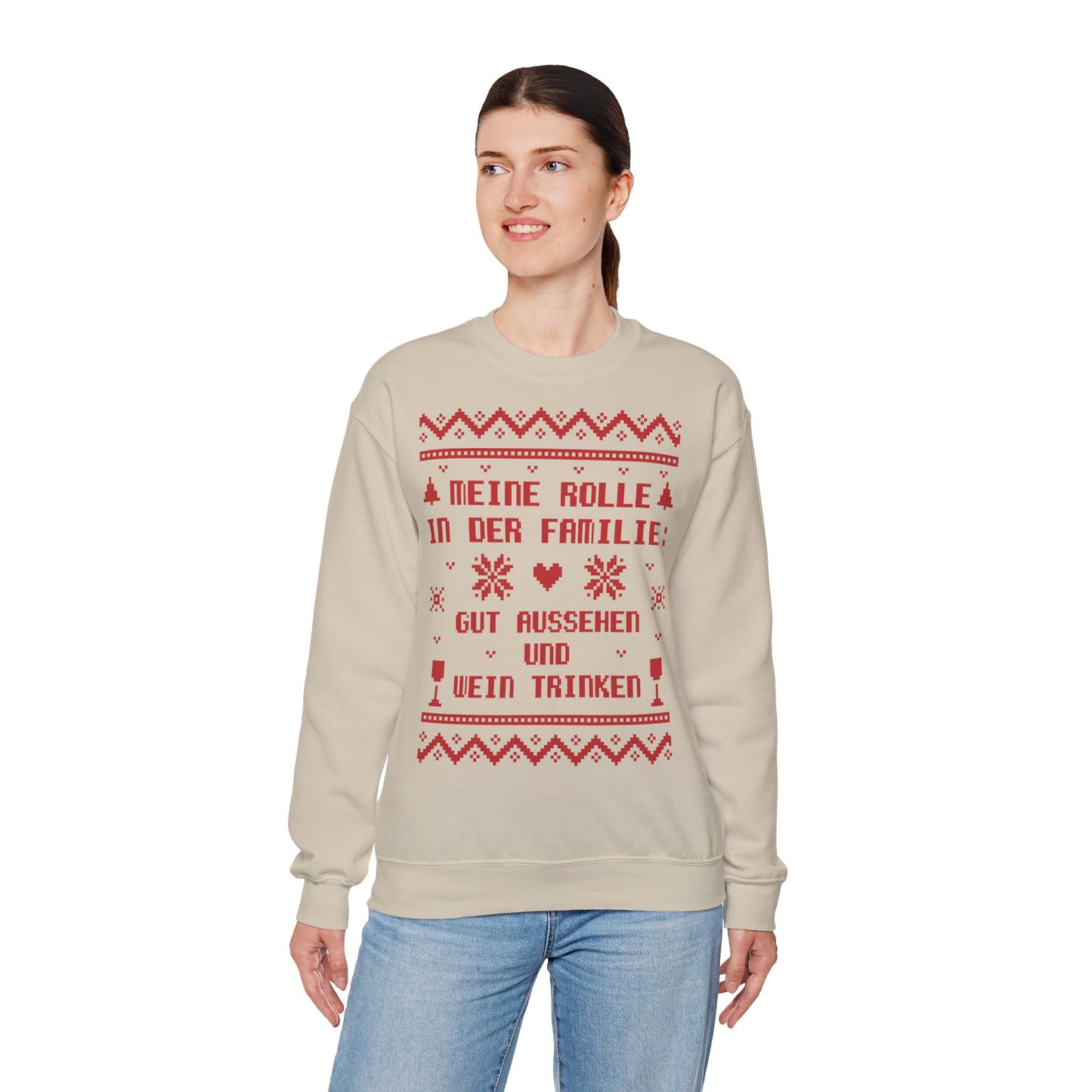 Meine Rolle in der Familie Pullover Wein • Lustiger Weihnachts Sweater • Weinliebhaber Weihnachtspullover Damen • Ugly Christmas Sweater