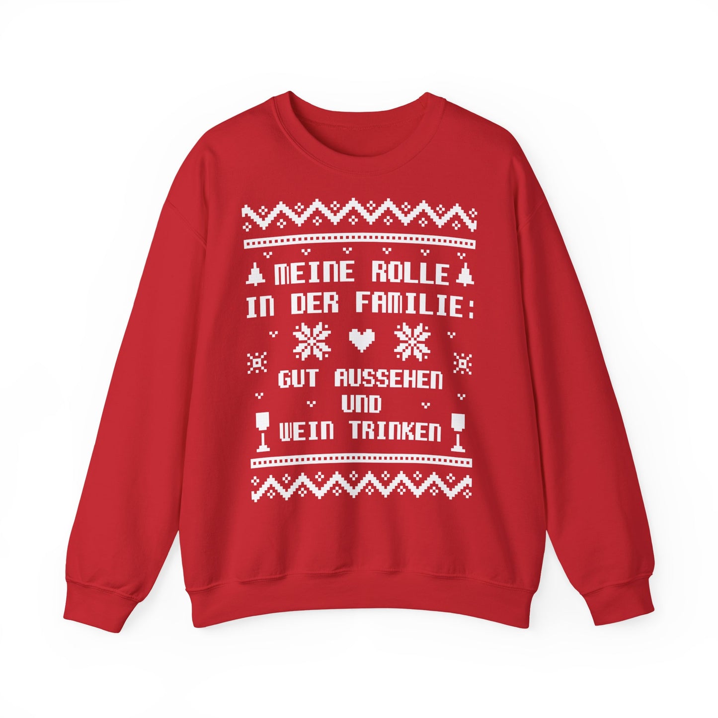 Meine Rolle in der Familie Pullover Wein • Lustiger Weihnachts Sweater • Weinliebhaber Weihnachtspullover Damen • Ugly Christmas Sweater