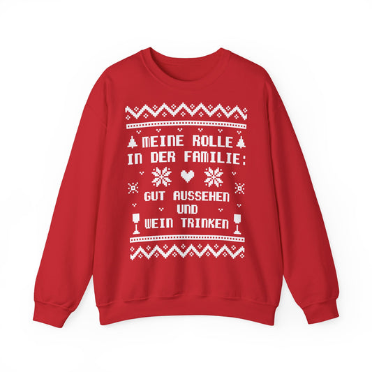 Meine Rolle in der Familie Pullover Wein • Lustiger Weihnachts Sweater • Weinliebhaber Weihnachtspullover Damen • Ugly Christmas Sweater