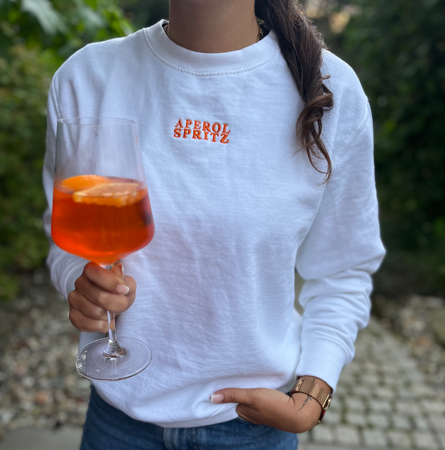 Aperol Spritz Pullover bestickt • Aperol Sweatshirt mit Stick • Embroidery Spritz Sweater Cocktail • Aperitivo Pulli Geschenk Beste Freundin